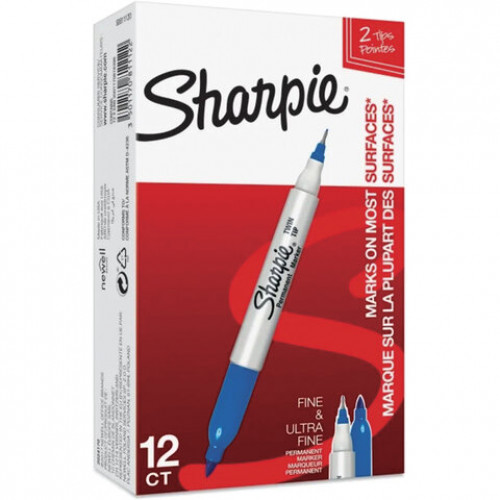 Маркер перманентный двусторонний SHARPIE (США) СИНИЙ, Twin Tip, наконечники 0,9 / 0,5 мм, S0811120