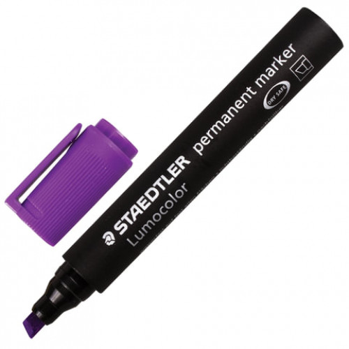 Маркер перманентный (нестираемый) STAEDTLER (Германия) Lumocolor, ФИОЛЕТОВЫЙ, скошенный наконечник, 2-5 мм, 350-6