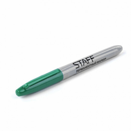Маркер перманентный (нестираемый) STAFF EVERYDAY, ЗЕЛЕНЫЙ, эргономичный корпус, круглый наконечник 2 мм, 151236