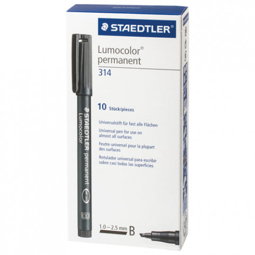 Маркер перманентный (нестираемый) STAEDTLER (Германия) Lumocolor, КРАСНЫЙ, скошенный наконечник, 1-2,5 мм, 314-2