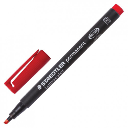 Маркер перманентный (нестираемый) STAEDTLER (Германия) Lumocolor, КРАСНЫЙ, скошенный наконечник, 1-2,5 мм, 314-2