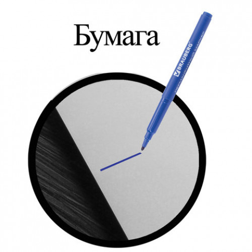 Маркер перманентный (нестираемый) BRAUBERG CLASSICLine, СИНИЙ, корпус тонкий, наконечник 1 мм, 150297