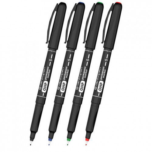 Маркеры перманентные для любой гладкой поверхности 4 ЦВЕТА CENTROPEN OHP, 0,3 мм, 2, 626340401