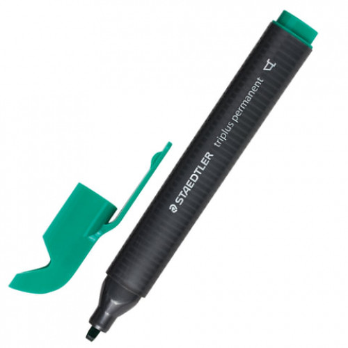 Маркер перманентный STAEDTLER (Германия) Triplus, ЗЕЛЕНЫЙ, трехгранный, скошенный наконечник, 3-5 мм, 3550-5