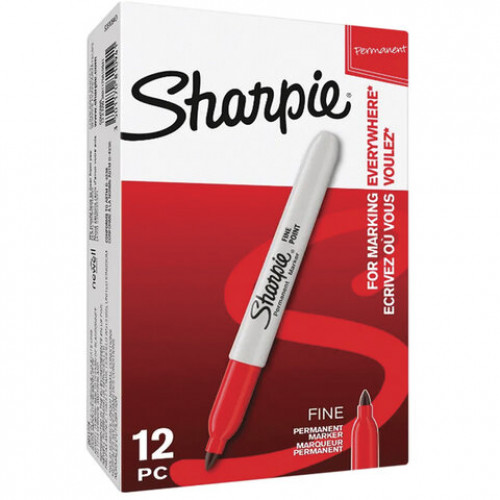Маркер перманентный SHARPIE (США) КРАСНЫЙ, Fine, круглый наконечник, 1 мм, S0810940