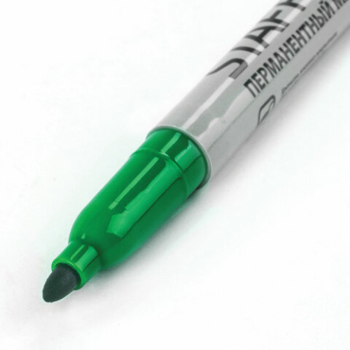 Маркер перманентный (нестираемый) STAFF EVERYDAY, ЗЕЛЕНЫЙ, эргономичный корпус, круглый наконечник 2 мм, 151236