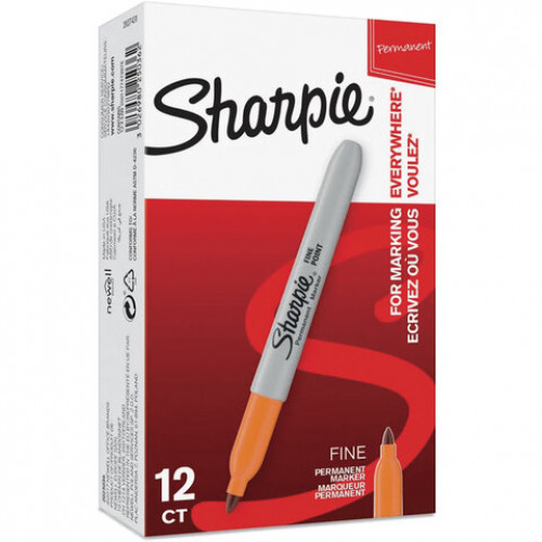 Маркер перманентный SHARPIE (США) ОРАНЖЕВЫЙ, Fine, круглый наконечник, 1 мм, 2025036