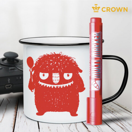 Маркер перманентный CROWN Multi Marker, КРАСНЫЙ, круглый наконечник, 3 мм, CPM-800