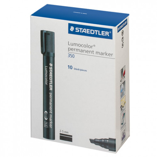 Маркер перманентный (нестираемый) STAEDTLER (Германия) Lumocolor, ЧЕРНЫЙ, скошенный наконечник, 2-5 мм, 350-9