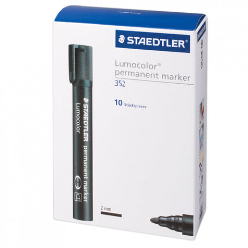 Маркер перманентный (нестираемый) STAEDTLER (Германия) Lumocolor, ЧЕРНЫЙ, круглый наконечник, 2 мм, 352-9