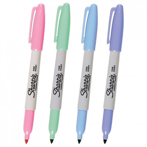 Маркеры перманентные SHARPIE (США) НАБОР 4 ЦВЕТА, Fine Pastel, круглый наконечник, 1 мм, 2065402