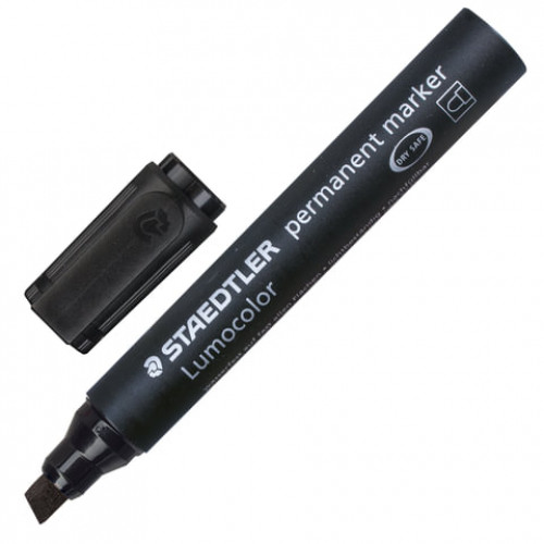Маркер перманентный (нестираемый) STAEDTLER (Германия) Lumocolor, ЧЕРНЫЙ, скошенный наконечник, 2-5 мм, 350-9