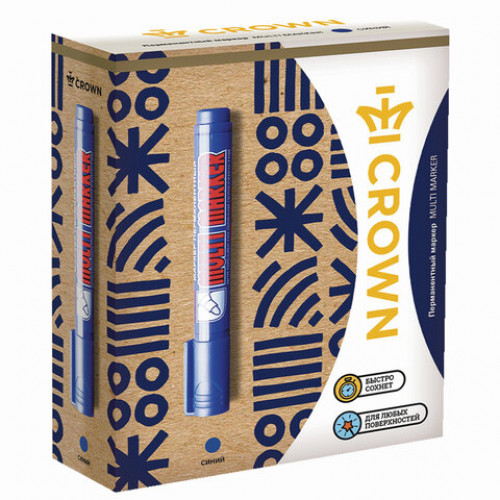 Маркер перманентный CROWN Multi Marker, СИНИЙ, круглый наконечник, 3 мм, CPM-800