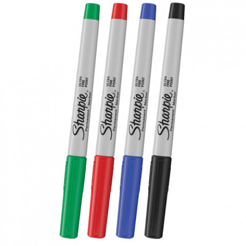 Маркеры перманентные SHARPIE (США) НАБОР 4 ЦВЕТА, Ultra Fine, игольчатый наконечник, 0,5 мм, 1985879