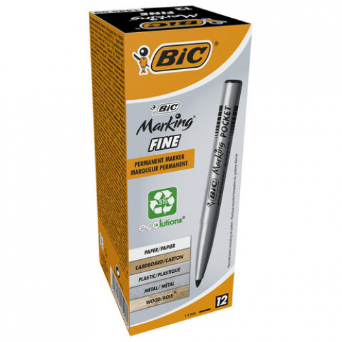 Маркер перманентный BIC Marking Fine ECOlutions, ЧЕРНЫЙ, круглый наконечник 1,1 мм, 8209022