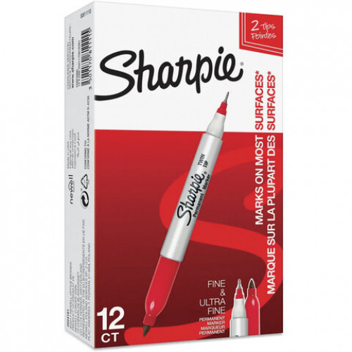 Маркер перманентный двусторонний SHARPIE (США) КРАСНЫЙ, Twin Tip, наконечники 0,9/0,5 мм, S0811110