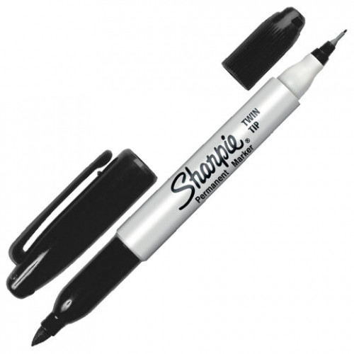 Маркер перманентный двусторонний SHARPIE (США) ЧЕРНЫЙ, Twin Tip, наконечники 0,9/0,5 мм, S0811100