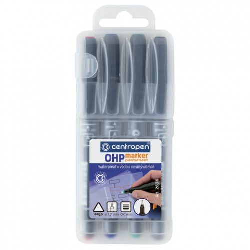 Маркеры перманентные для любой гладкой поверхности 4 ЦВЕТА CENTROPEN OHP, 0,6 мм, 2, 626360401