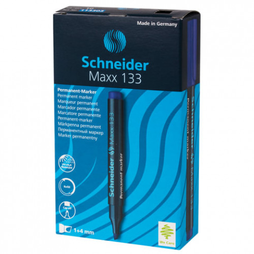Маркер перманентный (нестираемый) SCHNEIDER (Германия) Maxx 133, СИНИЙ, скошенный наконечник, 1-4 мм, 113303