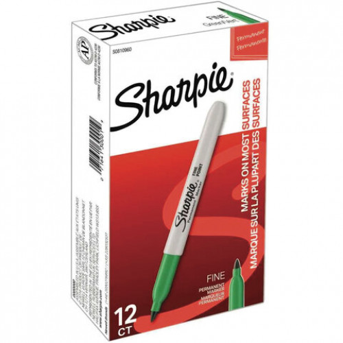 Маркер перманентный SHARPIE (США) ЗЕЛЕНЫЙ, Fine, круглый наконечник, 1 мм, S0810960