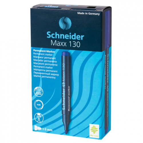 Маркер перманентный (нестираемый) SCHNEIDER (Германия) Maxx 130, СИНИЙ, скошенный наконечник, 1-3 мм, 113003