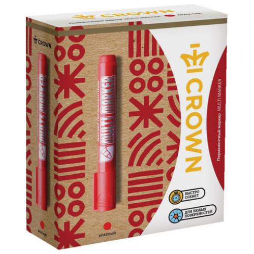 Маркер перманентный CROWN Multi Marker, КРАСНЫЙ, круглый наконечник, 3 мм, CPM-800