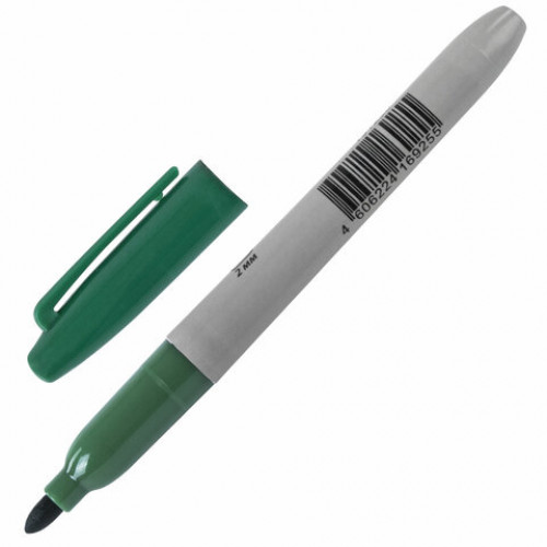 Маркер перманентный (нестираемый) STAFF EVERYDAY, ЗЕЛЕНЫЙ, эргономичный корпус, круглый наконечник 2 мм, 151236