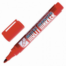 Маркер перманентный CROWN Multi Marker, КРАСНЫЙ, круглый наконечник, 3 мм, CPM-800