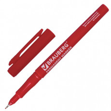 Маркер перманентный BRAUBERG Super Slim, КРАСНЫЙ, тонкий металлический наконечник, 0,8 мм, 151634