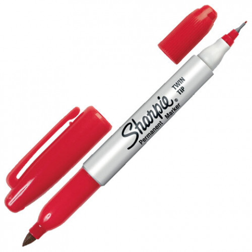 Маркер перманентный двусторонний SHARPIE (США) КРАСНЫЙ, Twin Tip, наконечники 0,9/0,5 мм, S0811110