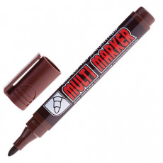 Маркер перманентный CROWN Multi Marker, КОРИЧНЕВЫЙ, круглый наконечник, 3 мм, CPM-800