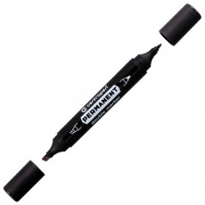 Маркер перманентный двусторонний CENTROPEN 1666, ЧЕРНЫЙ, круглый/скошенный, 1/1-4 мм, 6 1666 0112