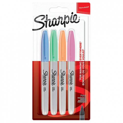 Маркеры перманентные SHARPIE (США) НАБОР 4 ЦВЕТА, Fine Pastel, круглый наконечник, 1 мм, 2065402