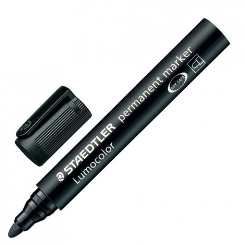 Маркер перманентный (нестираемый) STAEDTLER (Германия) Lumocolor, ЧЕРНЫЙ, круглый наконечник, 2 мм, 352-9