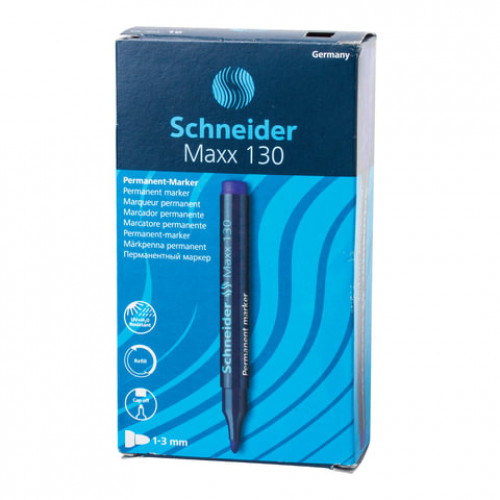 Маркер перманентный (нестираемый) SCHNEIDER (Германия) Maxx 130, ЧЕРНЫЙ, круглый наконечник, 1-3 мм, 113001
