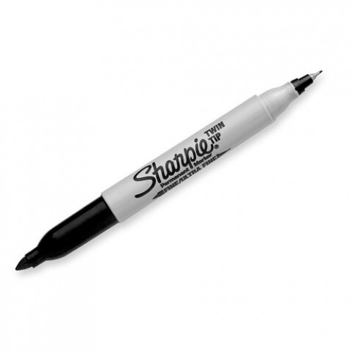 Маркер перманентный двусторонний SHARPIE (США) ЧЕРНЫЙ, Twin Tip, наконечники 0,9/0,5 мм, S0811100