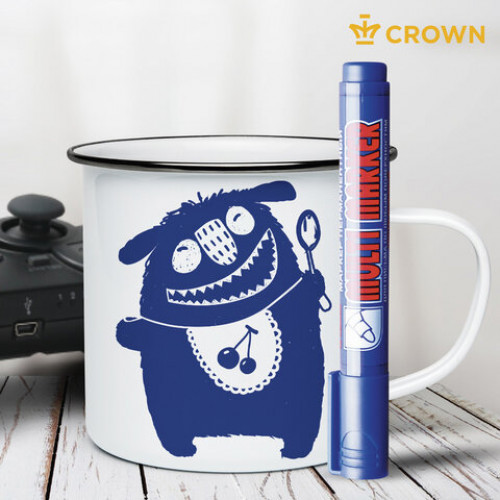 Маркер перманентный CROWN Multi Marker, СИНИЙ, круглый наконечник, 3 мм, CPM-800