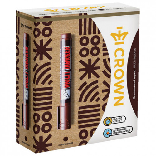 Маркер перманентный CROWN Multi Marker, КОРИЧНЕВЫЙ, круглый наконечник, 3 мм, CPM-800