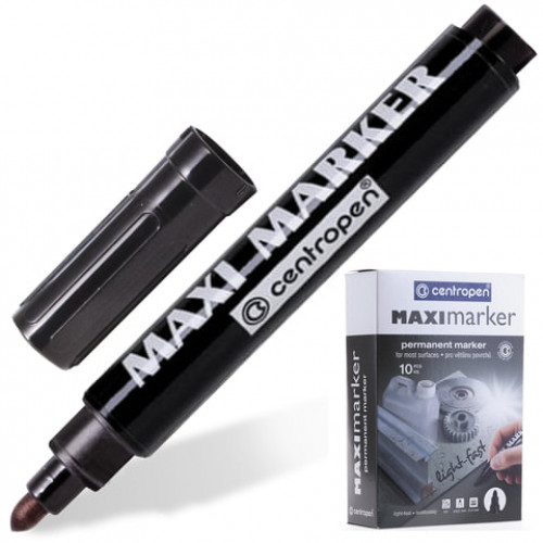 Маркер перманентный универсальный ЧЕРНЫЙ CENTROPEN Maxi Marker, 2-4 мм, 8936, 5 8936 0112