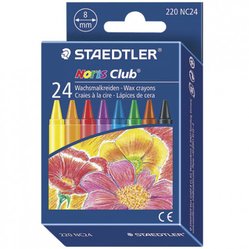 Восковые мелки STAEDTLER (Германия) Noris Club, 24 цвета, картонная упаковка, европодвес, 220 NC24