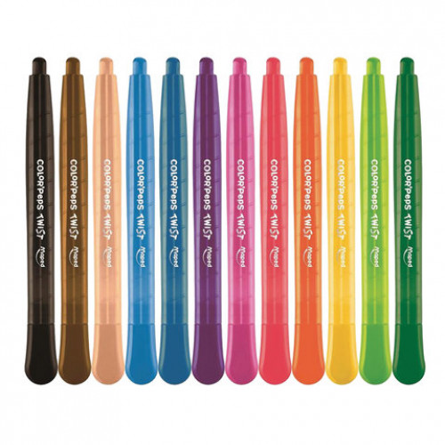 Восковые мелки MAPED (Франция) Color'peps Twist, 12 цветов, выкручивающиеся в пластиковом корпусе, 860612