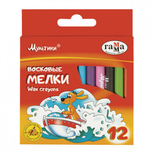 Восковые мелки ГАММА Мультики, 12 цветов, 8х90 мм, круглые, 2131018_01_29