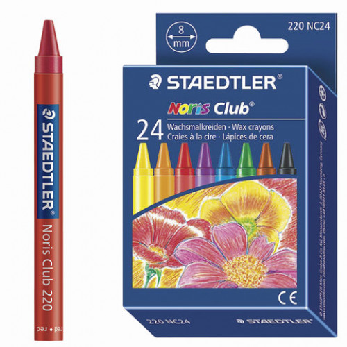 Восковые мелки STAEDTLER (Германия) Noris Club, 24 цвета, картонная упаковка, европодвес, 220 NC24