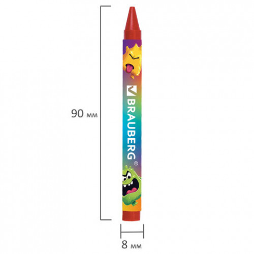 Восковые мелки BRAUBERG МОНСТРИКИ, 12 цветов, 273238