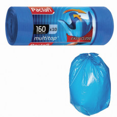 Мешки для мусора 160 л, с ушками, синие, рулон 10 шт., ПВД, 30 мкм, 90х125 см, PACLAN Multitop, 134442