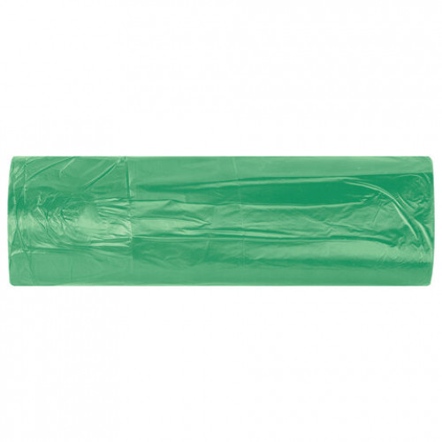 Мешки для мусора зеленые биоразлаг. с завязками 60л в рулоне 15шт прочные, ПНД 18мкм, 60x70см, LAIMA, 702660