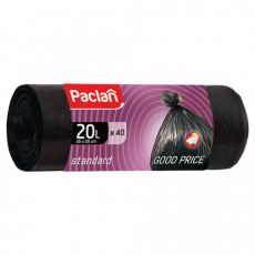 Мешки для мусора 20 л, черные, в рулоне 40 шт., ПНД, 7,3 мкм, 45х55 см, PACLAN Standard, 402120
