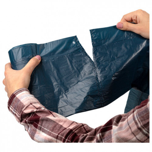 Мешки для мусора с завязками LAIMA ULTRA, 60 л, синие, 15 шт., особо прочные, ПСД 30 мкм, 60х70 см, 607696