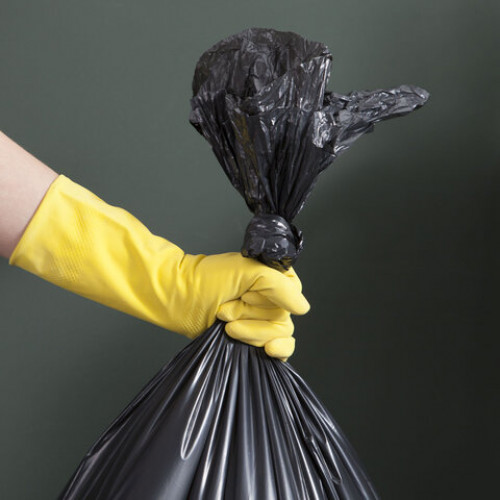 Мешки строительные для мусора 160л, СУПЕРПЛОТНЫЕ, черные, в рулоне 10шт, ПВД, 45мкм, YORK, 090090