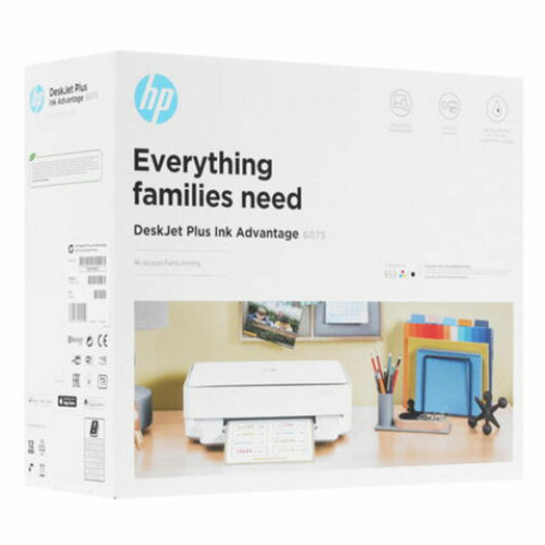 МФУ струйное HP DeskJet Plus Ink Advantage 6075, 3 в 1, А4, 10 стр./мин, ДУПЛЕКС, Wi-Fi, 5SE22C